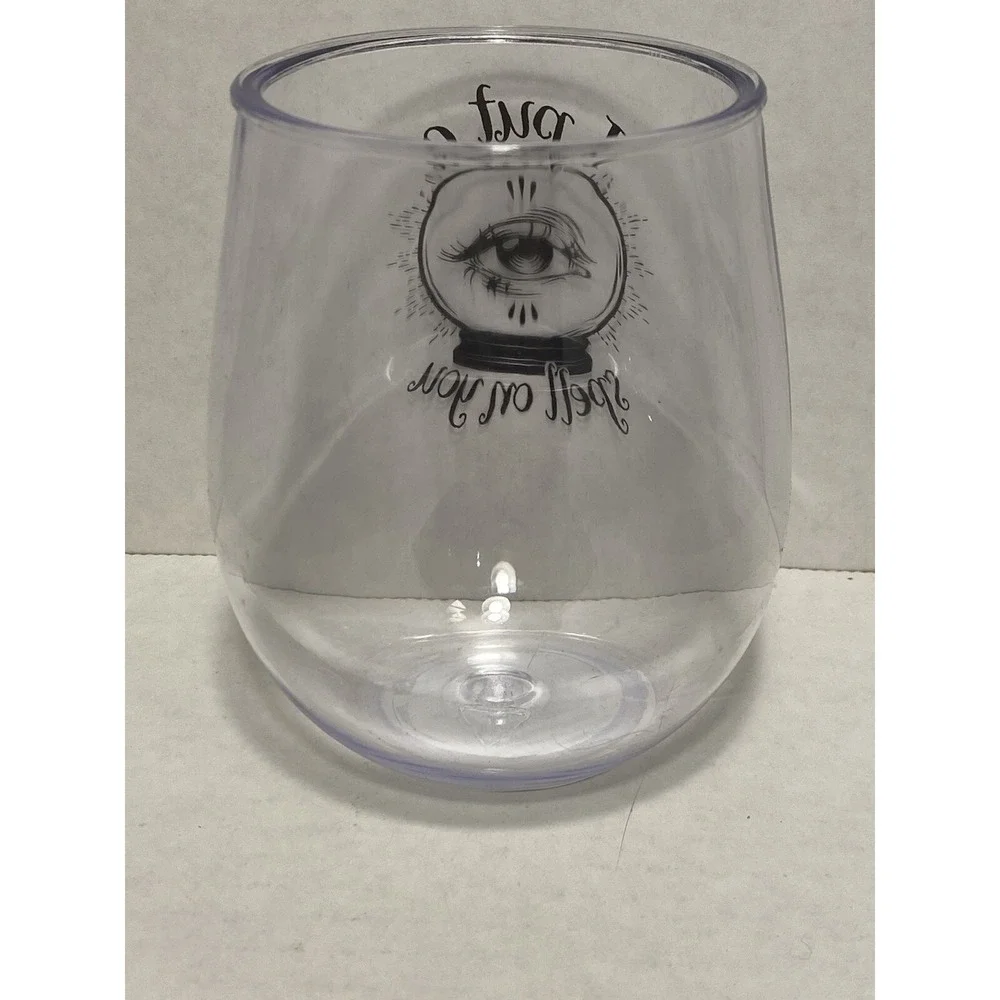 HALLOWEEN stemless plastic‎ wine glass I PUT A SPELL ON YOU